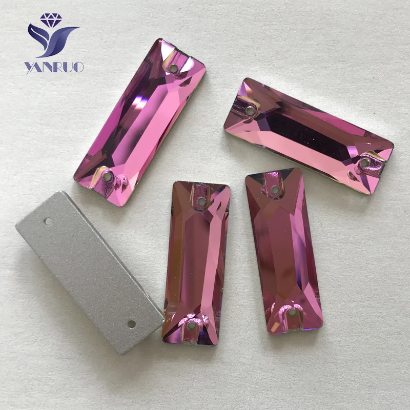 

YANRUO 3255 All Sizes Rose Cosmic Baguette Sew On Strass Glass Sewing Stones Crystal Flat Back Rhinestone For Jewelry