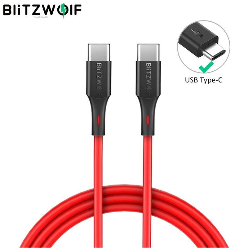 BlitzWolf 3A USB2.0 тип-c к тип-c PD зарядное устройство Зарядка USB C кабель для передачи данных для iPad Pro/Macbook для huawei Xiaomi смартфон