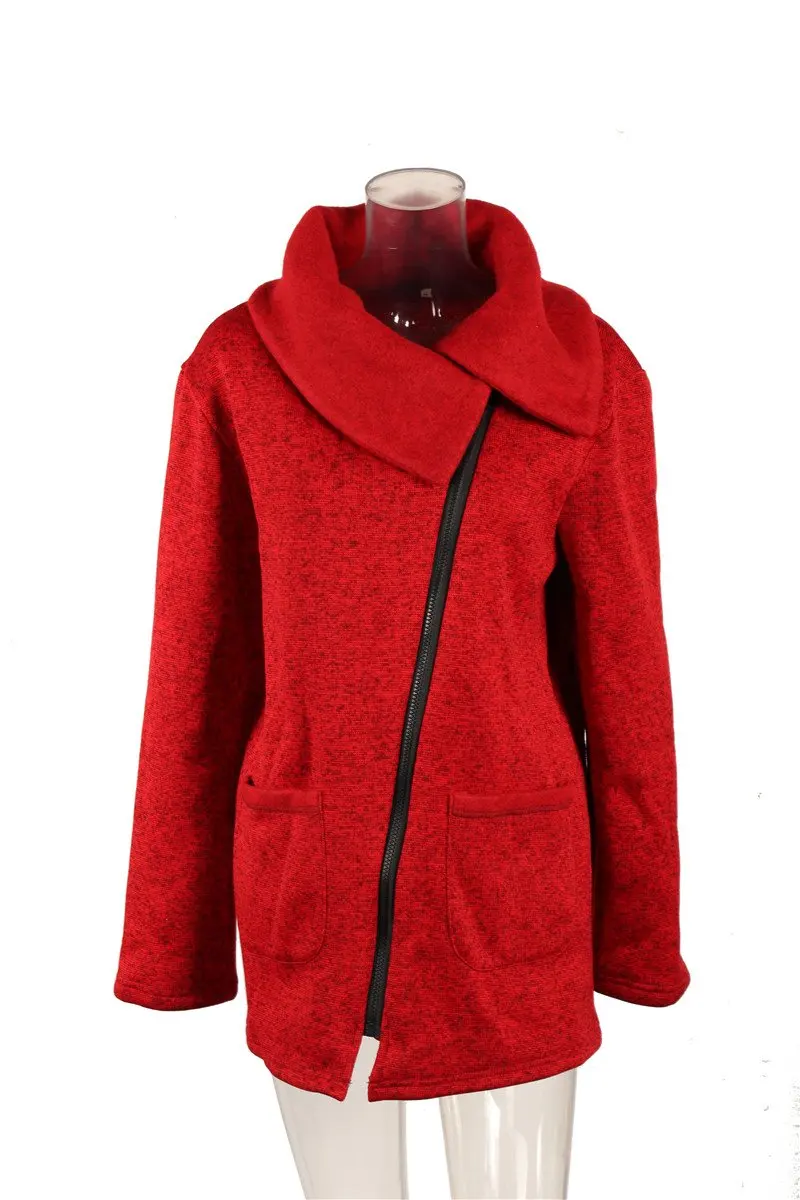 5XL размера плюс толстовки женские повседневные Модные с длинным рукавом Harajuku одежда осень зима толстовки на молнии Roupas зимнее пальто Топы - Цвет: red double collar