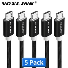 VOXLINK 5 упаковка алюминиевый нейлоновый Micro USB кабель для зарядки мобильного телефона подходит для samsung xiaomi LG Galaxy htc Android usb кабель
