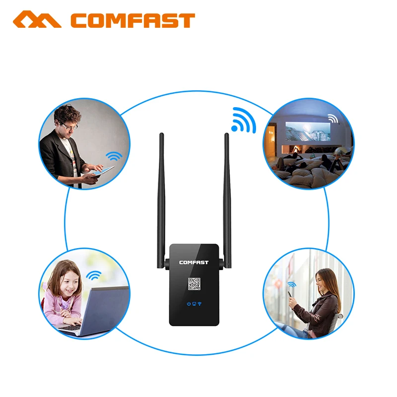 Dual Band Comfast Mi Wifi Router 2 Wi-fi Antenna Wireless Repeaters 750Mbps 802.11ac 2.4G/5G Portable Wifi Router CF-WR750AC