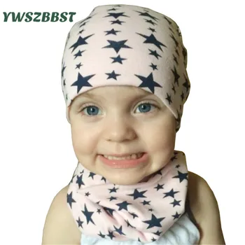 

Baby Hat Nice Stars 100% cotton Children hat scarf collar autumn winter baby cap Kids boys girls beanies Infant hats set
