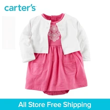 Carter’s 2pcs baby children kids spring summer girl clothing 2-piece set Bodysuit Embroidery Dress & Cardigan Set 121H352