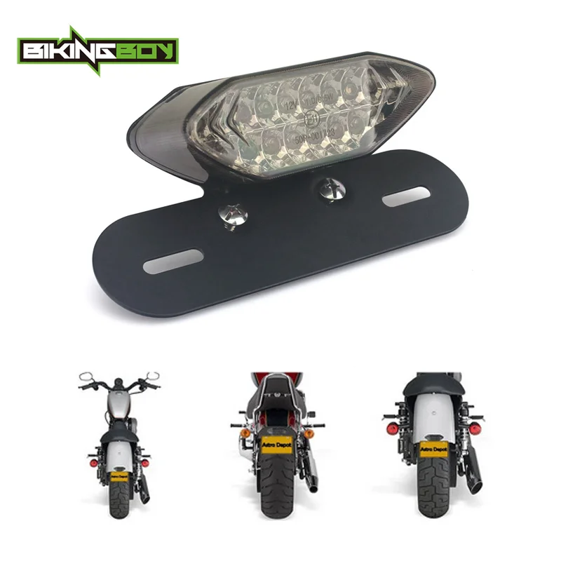 BIKINGBOY 12V 20LED Universal Motorcycle Brake Tail Turn Signal License Plate Integrated Light for Cafe Racer Motorbikes ATV |