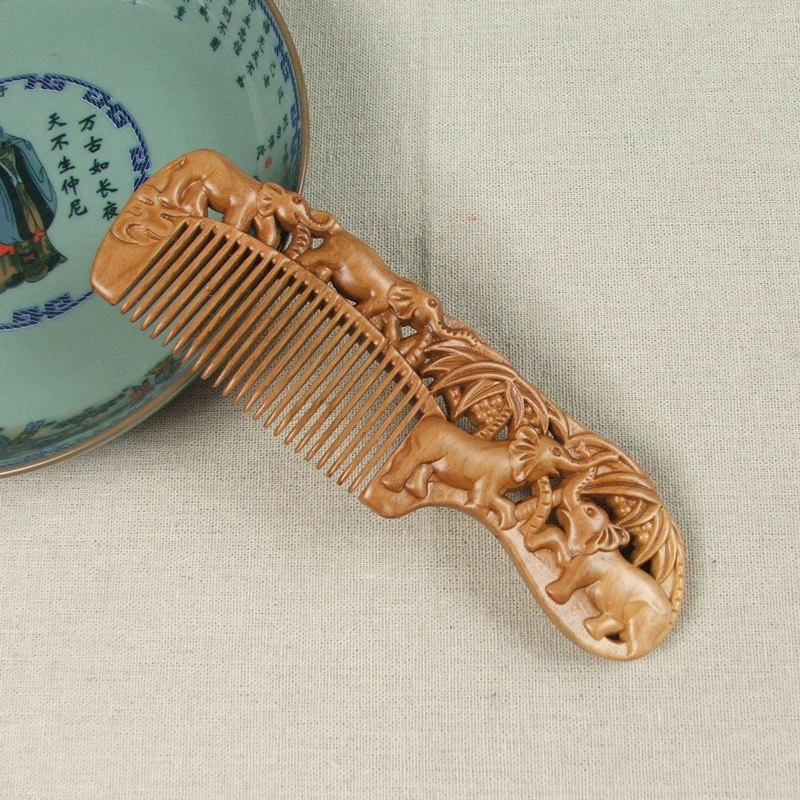 Винтажная деревянная расческа ручной работы из натурального персика, милая деревянная расческа ручной работы, расчески для волос, инструменты для укладки волос