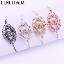 10 шт смешанных цветов женский браслет Модный шарм микро проложить Блестящий CZ Циркон глаз соединитель браслет регулируемые ювелирные изделия