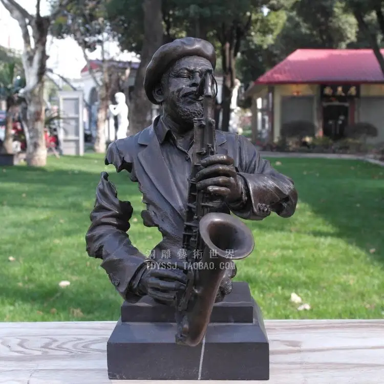 The Copper Sculpture Crafts Man Sax Bronze Ornaments Gifts Decor