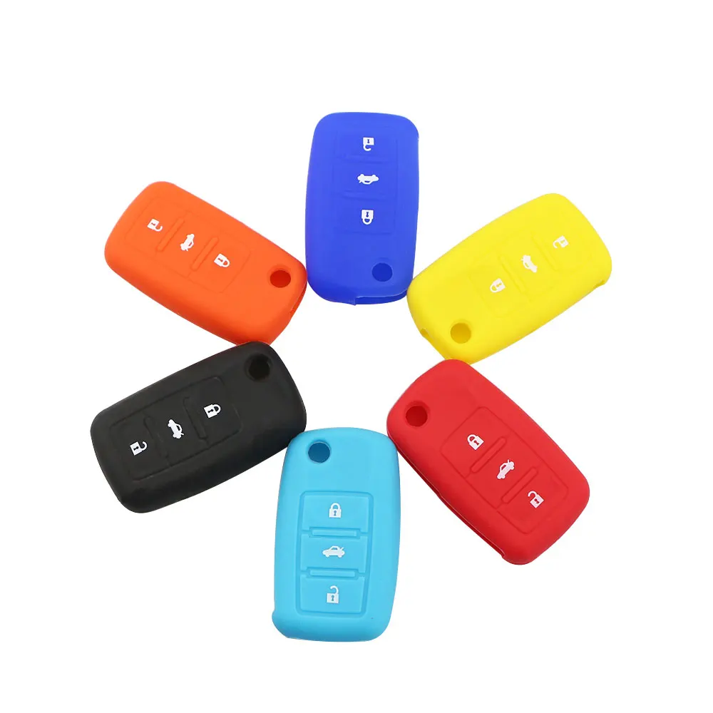 Силиконовый чехол для ключей Fob 3 кнопки VW Volkswagen Golf Jetta Polo Beetle Passat Rabbit MK4 MK5 5 R32 |