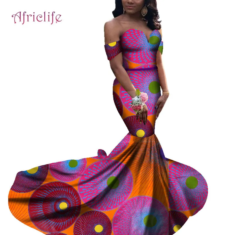 2019 женская элегантная одежда длинное облегающее платье юбка русалки модная одежда Bazin Riche африканская одежда без бретелек для женщин WY4731