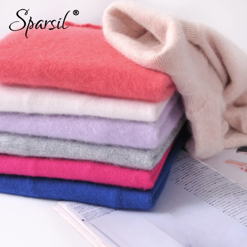 Goedkoop Sparsil Vrouwen Winter Warm Coltrui Kasjmier Trui vrouwen Plus Size Gebreide Wollen Trui Lady Casual Truien Vrouwelijke Tops