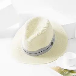 Плоские полями летние женские шляпы Уличная мода Джаз все-матч защита от солнца Защитная Кепка Регулируемая Соломенная Панама