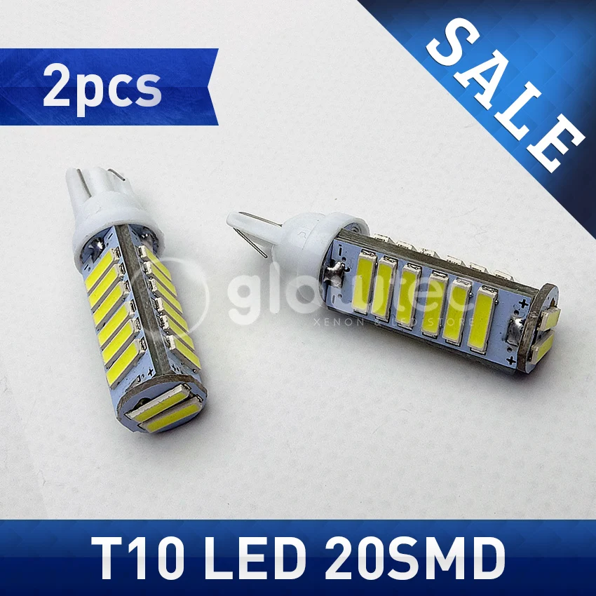 СВЕТОДИОДНЫЙ Автомобильный светильник T10 7014 20smd 2 шт. белый светодиодный 12 в пост.