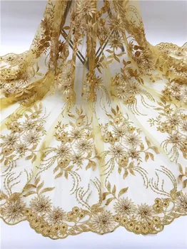 

Latest pattern 3D flower embroidery French tulle lace fabric wedding/party net cloth for party dress GN151(5yards/lot)