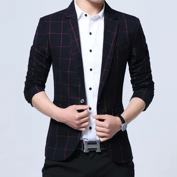 

autumn of 2020 men's plaid blazer business and leisure travelers Cultivate one's morality teenagers blazer small blazer