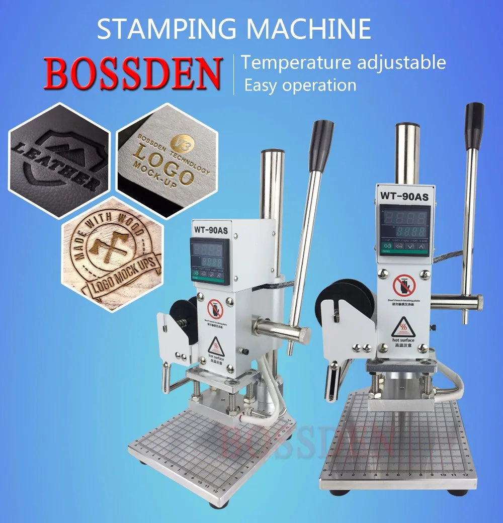

BOSSDEN Electic Bronzing Leather Machine Foil Stamp Brand Logo Machine on Paper Leather Wood PVC PU Heat Embosser Stamping Tool