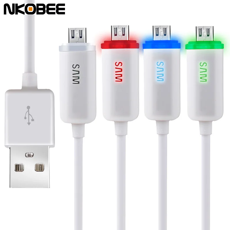 1M Smart USB Cable LED Micro USB Cable For Samsung Galaxy S7 S6 edge