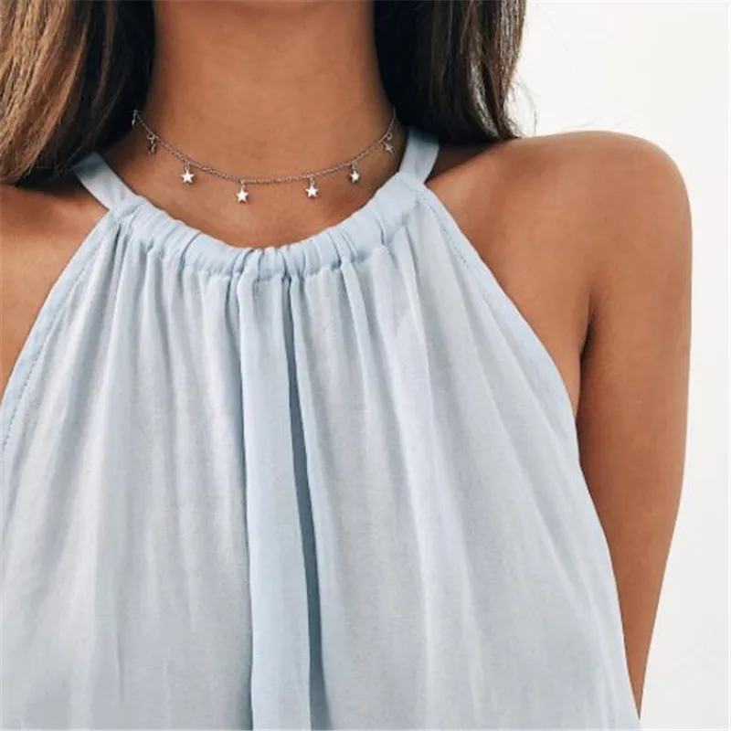 

LUSION Star Necklace Women Choker Kolye Gold Silver Color Necklaces Boho Pendants Collares Collier Femme Chain Collar Jewelry