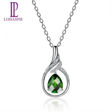 LP камень ювелирные изделия Твердые 14 к белое золото 1.59ct натуральный хромдиопсид драгоценный камень кулон для женщин тонкий алмаз-ювелирные изделия