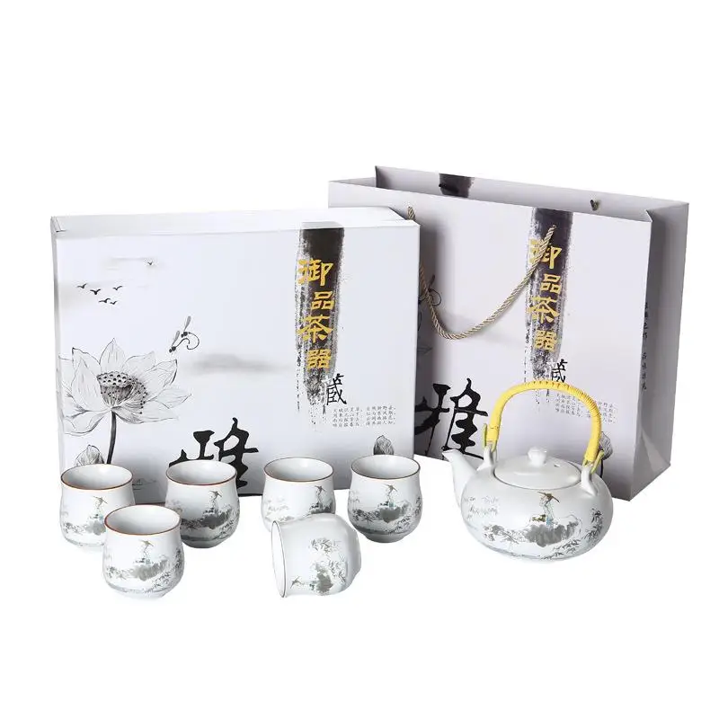  White Teaware Sets Ceramic Kung Fu Tea Set Portable Teaset Teapot Tea Cups of Tea Ceremony Coffee C