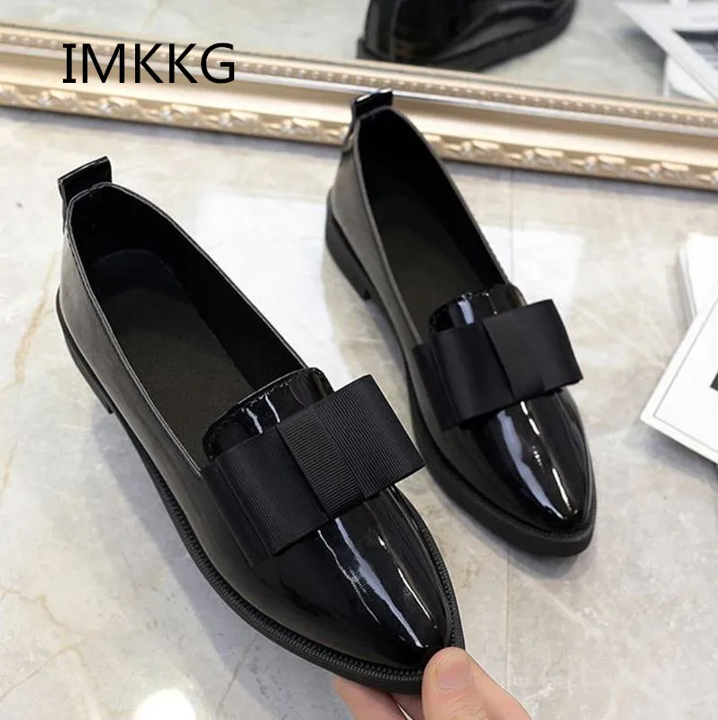 Классические брендовые туфли IMKKG 2018 женские повседневные Черные оксфорды с
