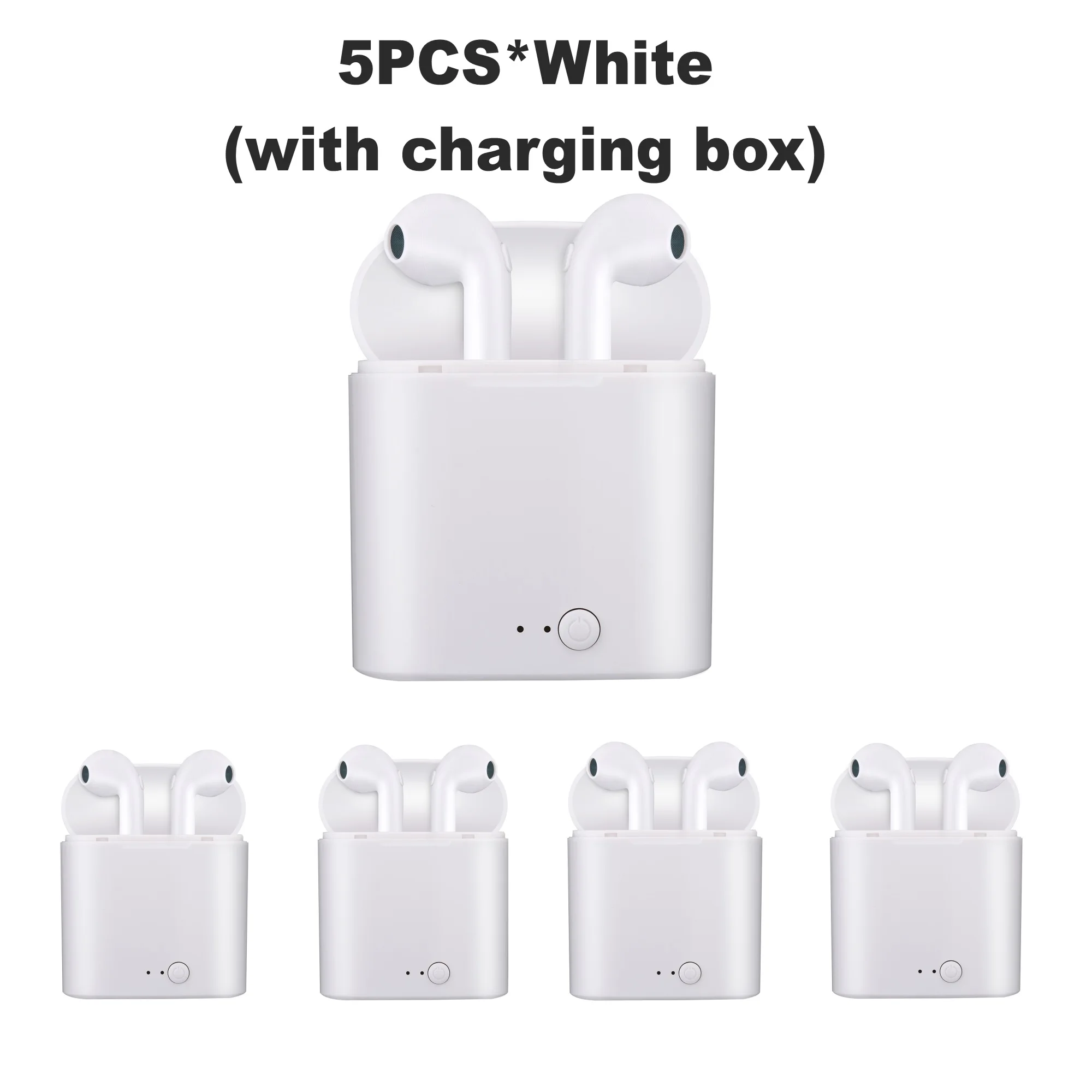 5PCS White 5 шт./лот i7s TWS Bluetooth наушники гарнитура Беспроводные наушники с микрофоном с зарядным устройством для смартфонов iphone xiaomi - Цвет: 5PCS White