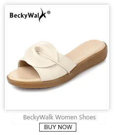 BeckyWalk/летние женские шлепанцы; сандалии на плоской подошве; женская обувь; круглая пряжка; Вьетнамки; пляжная обувь; женские кожаные шлепанцы без задника; WSH2854