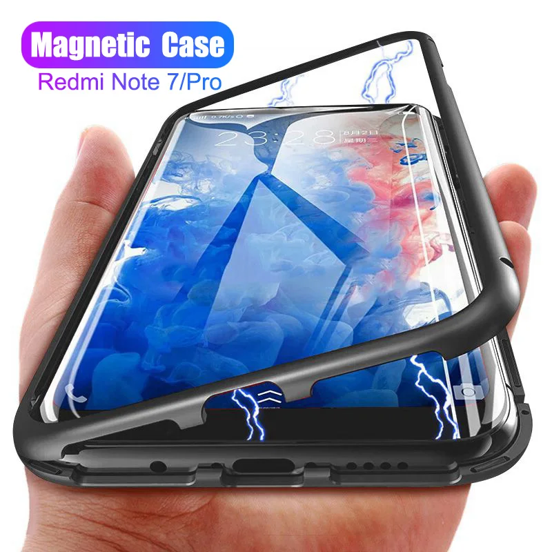 

For Xiaomi Redmi Note 7 Magnetic Adsorption Cases On Ksiomi Note7 Not 7 Metal Frame Build-in Magnet Cover Xaomi Note7 Pro Coque