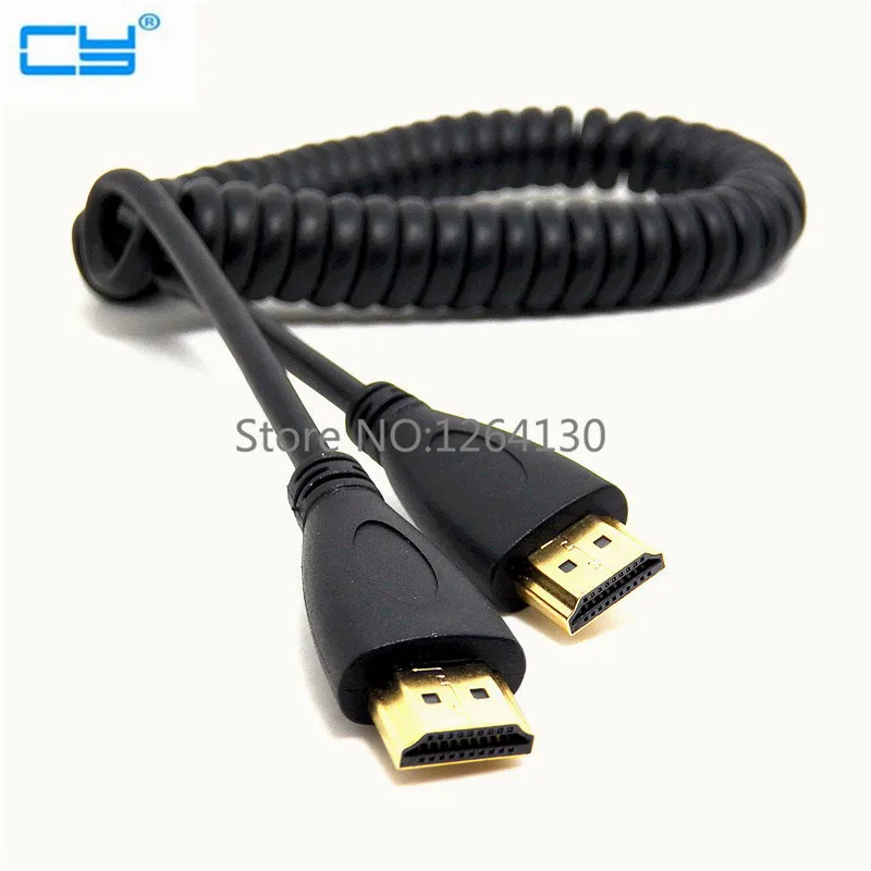 High Speed HDMI Male to HDMI Male (female) Spring elastic Curl Cable V1