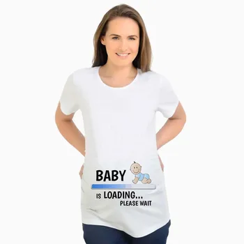 

New 2018 Fashion Funny Pregnancy shirt Print baby loading t shirt Maternity Clothes for Pregnant Women t-shirt grossesse S-2XL