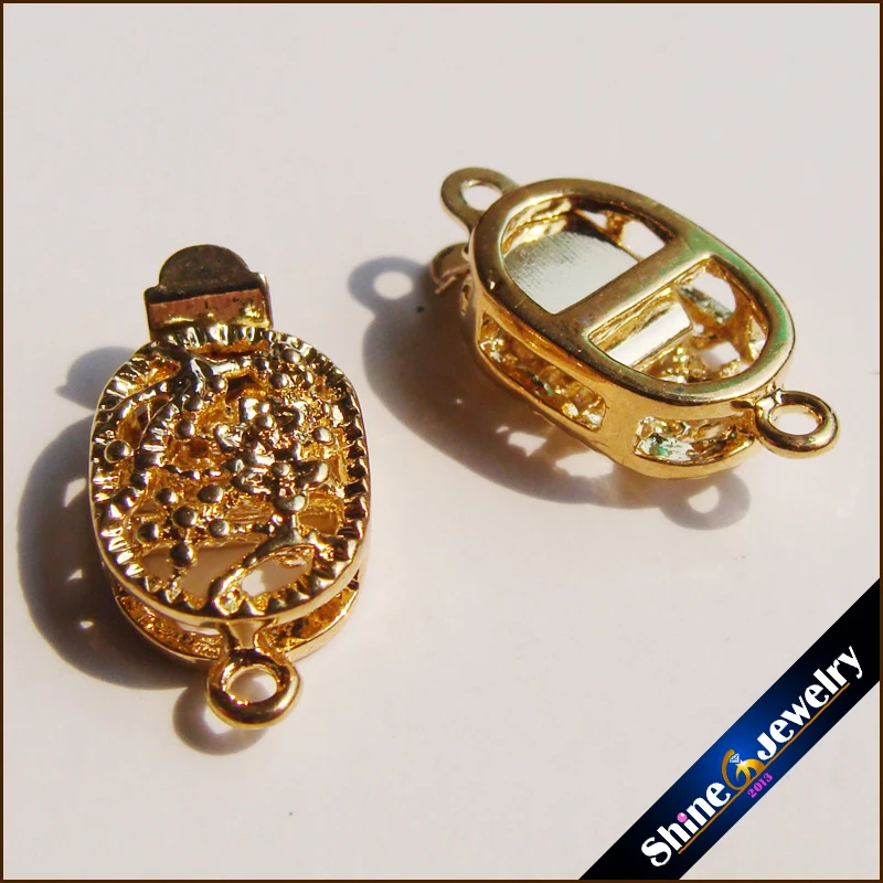 Wholesale 1 Strings Filigree Silver Plating Flower Box Clasps 9x18mm