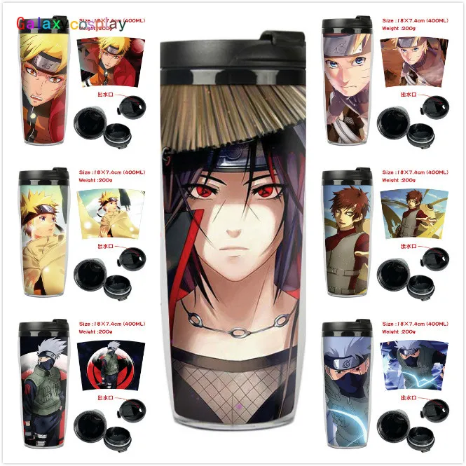 

Anime Naruto Itachi Kakashi 7 Styles Double-deck Coffee Vacuum Cup 400ML Capacity Portable Cosplay Accessory Prop Christmas Gift