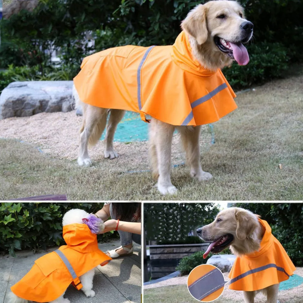3 Colors Waterproof Dog Raincoat Lightweight Rain Jacket Poncho with