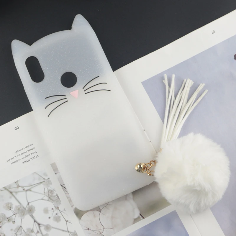 Cute 3D Cartoon Silicon Case for Xiaomi Redmi Note 5 Cases Japan Glitter Beard Cat Lovely Ears Kitty Cover for Redmi Note5 Pro