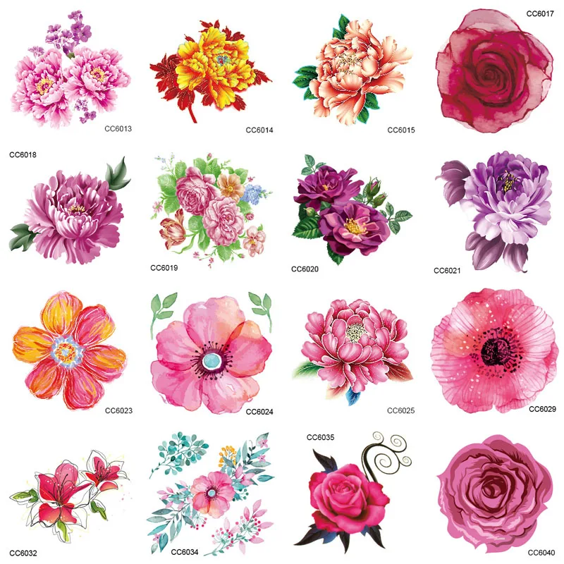 Rocooart CCFlowers اللون الزهور الزهور الفاوانيا مصمم المؤقتة الوشم ملصق الجسم الفن نقل المياه وهمية Taty للوجه Rocooart CCFlowers اللون الزهور الزهور الفاوانيا مصمم المؤقتة الوشم ملصق الجسم الفن نقل المياه وهمية Taty للوجه