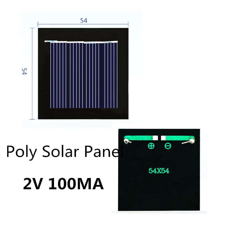 Мини-поли Панели солнечные 2В 100MA для Перезаряжаемые 1,2 V Батарея с блоком питания постоянного тока небольшой мотор