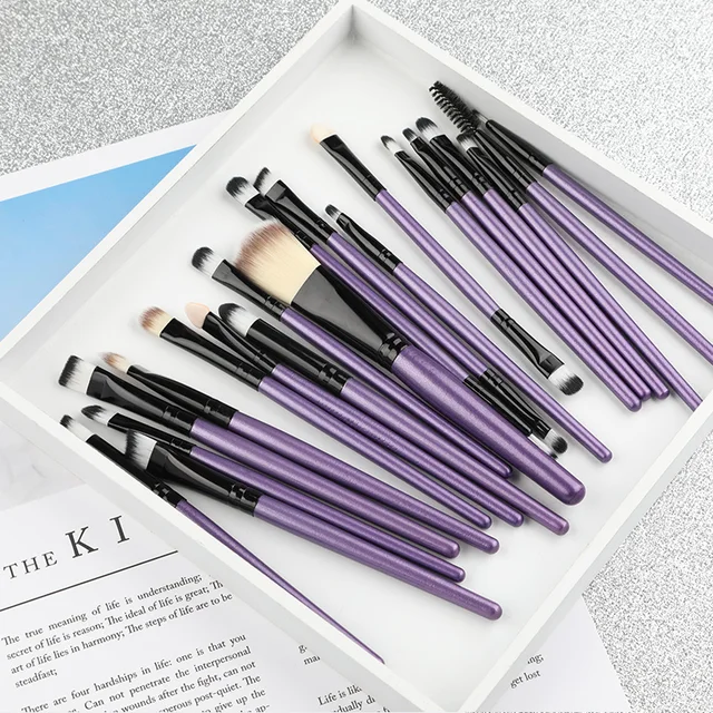 ROSALIND 20Pcs Professional Makeup Brushes Set Powder Foundation Eyeshadow Make Up Brushes Cosmetics Soft Synthetic Hair -