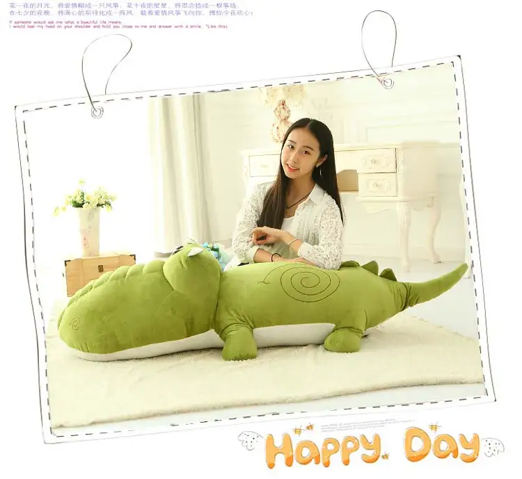 

stuffed plush large 160cm cartoon prone green crocodile sofa back cushion sleeping pillow home decoration birthday gift a2165