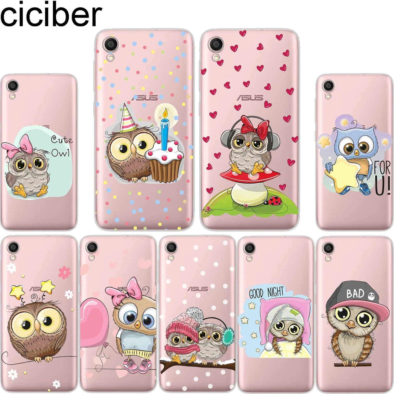 

ciciber For ASUS ZenFone Live L1 V 3 GO Zoom Soft Silicone Cover TPU For ZenFone MAX Pro Plus Lite L1 M1 Phone Cases Owl Heart