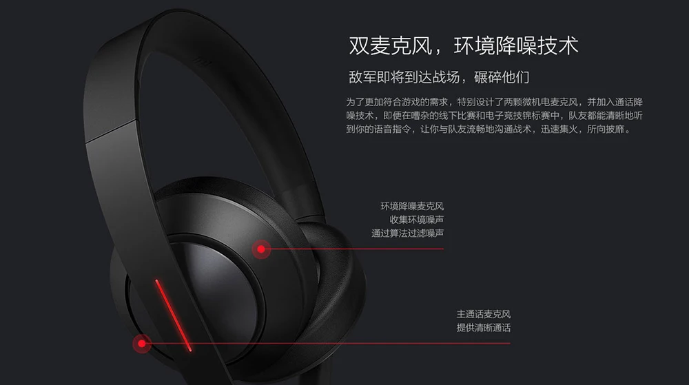 Xiaomi 7,1 Virtual Surround Sound Stereo 3,5 мм USB Игровые наушники с микрофоном светодиодный светильник 40 мм динамик ENC шумоподавление наушники