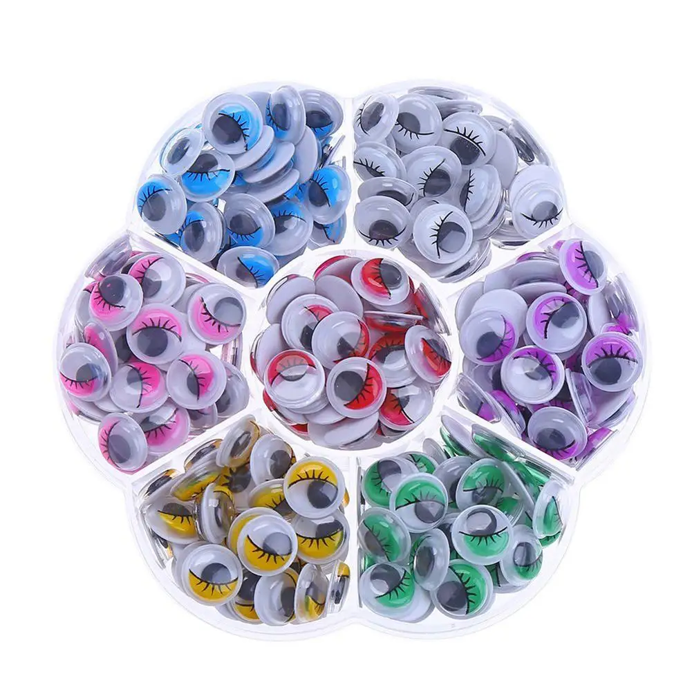 

210pcs 10mm Colors Wiggly Googly Eyes With Eyelash With Self-adhesive DIY Scrapbooking Crafts