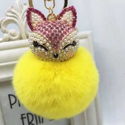 yellow Горячая Распродажа, брелок из натурального кроличьего меха, женские безделушки, подвеска на сумку, брелок для автомобиля, брелок для ключей, подарки, Llaveros, ювелирные изделия CH3501 - Цвет: yellow