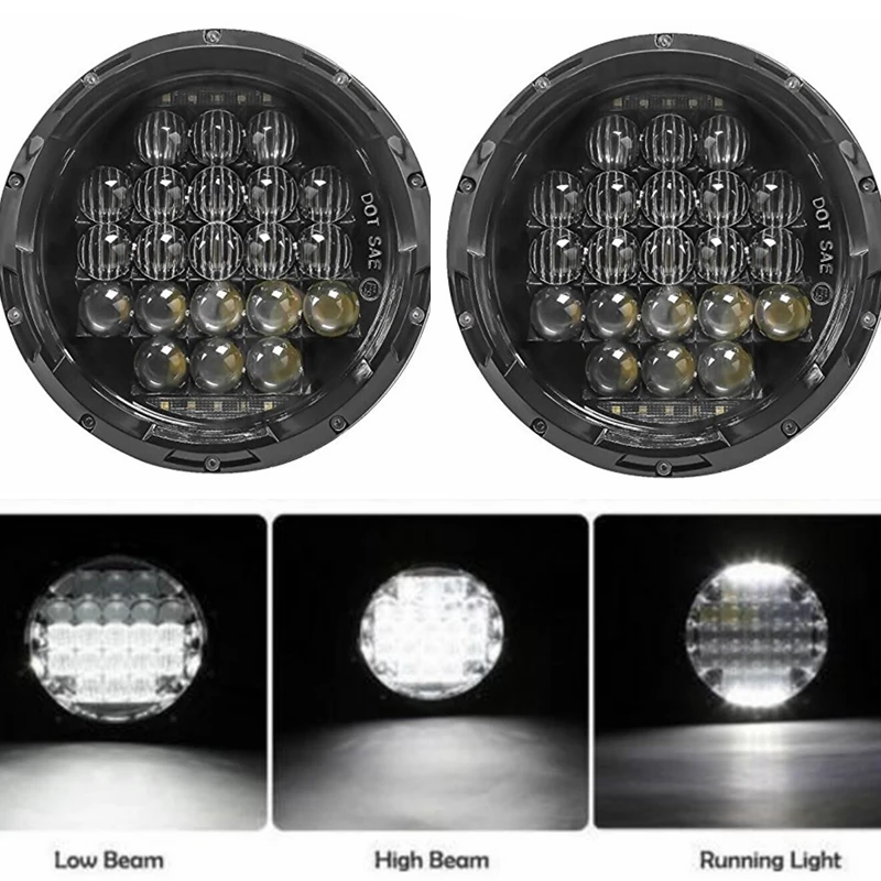 7 Headlight - 5D 105W Round Black Motorcycle High Low Beam Projector LED DRL Headlamp for Harley Jeep Wrangler headlightSS