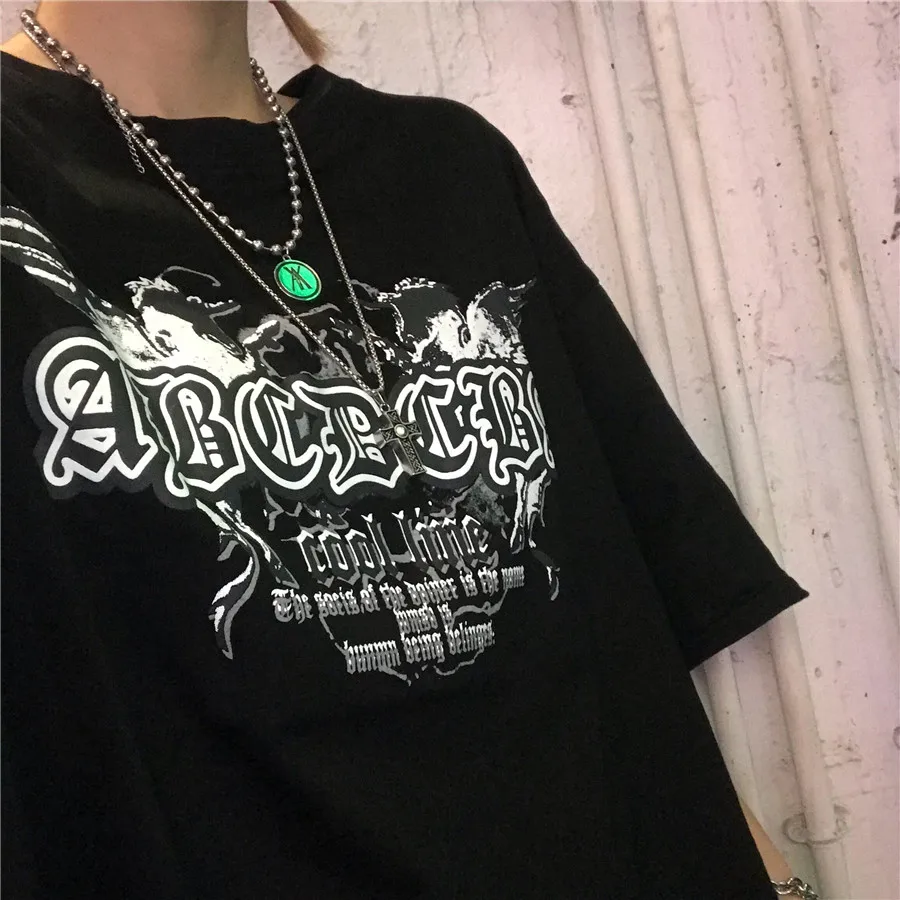 

2019 Summer T Shirt Women Causal Short Sleeve O-Neck Tops&Tees Fashion Letter Pattern Printed Loose Streetwear T-shirt Female