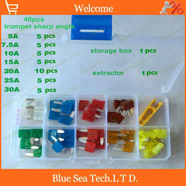 40pcs Original small type Auto fuse Kit with transparent box,car fuses