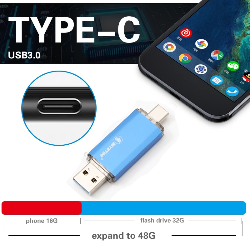 Biyetimi Тип C 3 0 Usb флеш накопитель 64Гб флэш 16 Гб Флеш 32 TF карта с фактическим объемом