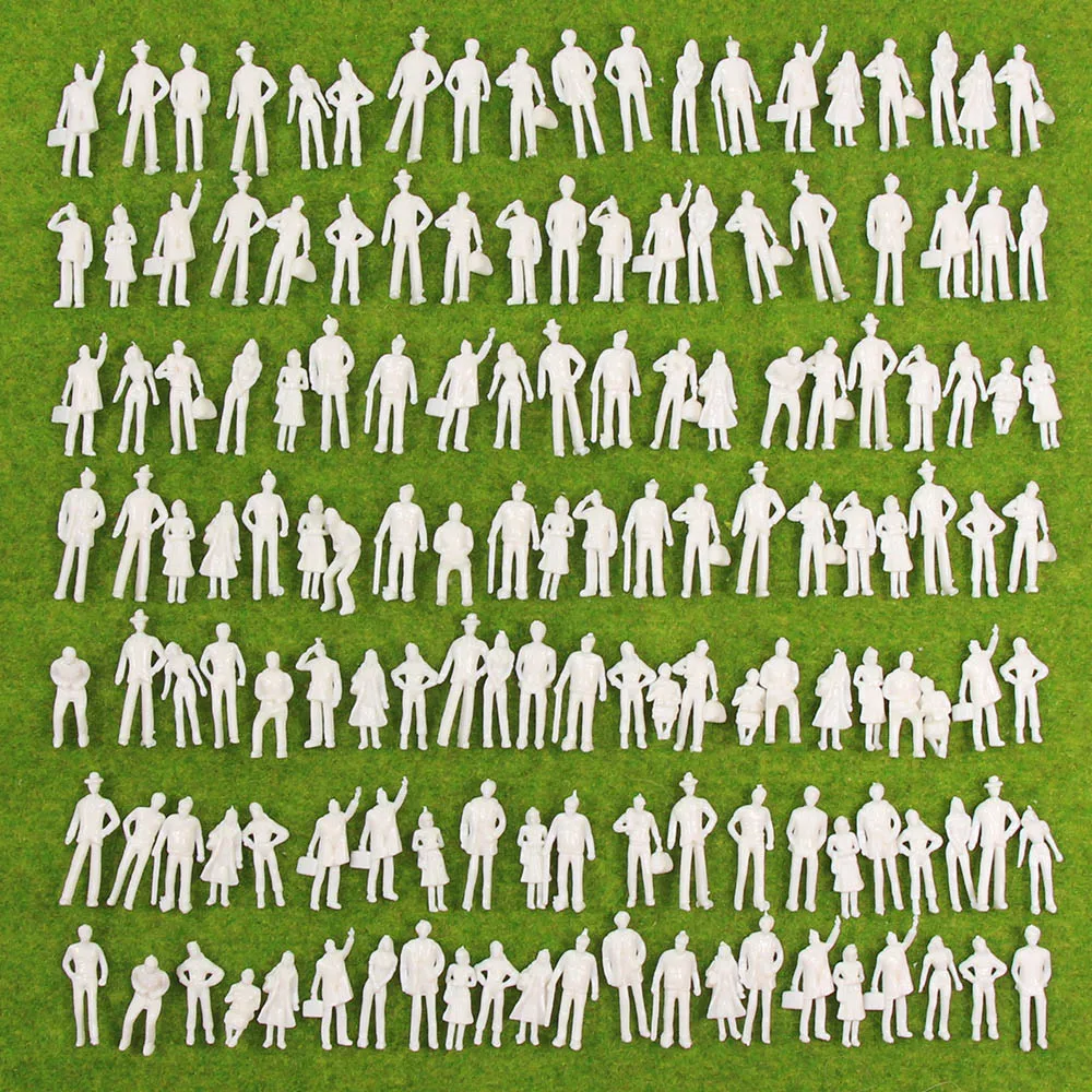

P75B 200pcs Model Railway 1:75 Scale WHITE Unpainted People Figures HO OO Scale Miniature