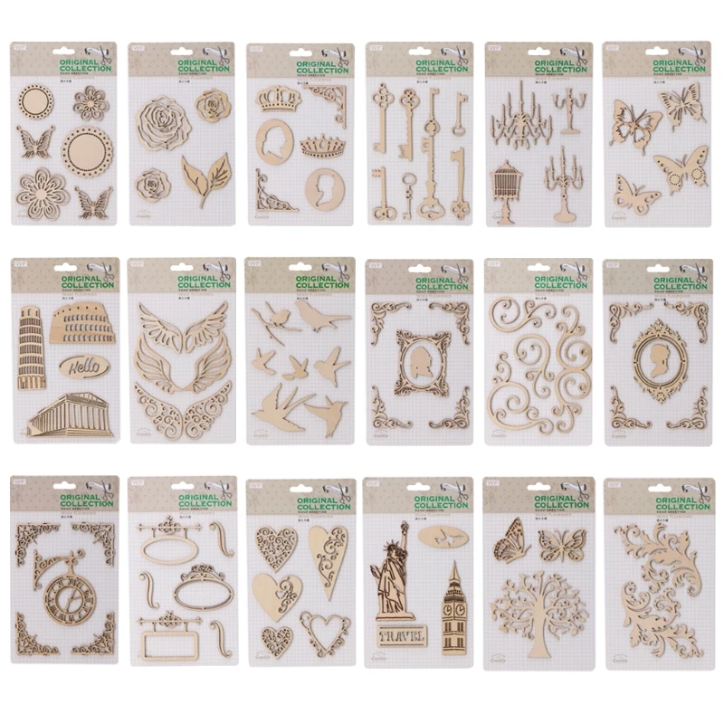 

1Set Laser Cutting Wooden Embellishments For Scrapbooking Cardmaking DIY Craft Decor