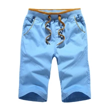 NIGRITY Летние Новые однотонные х/Б мужские шорты Slim Fit до колена Повседневная мужская одежда высокого качества плюс размер 4 цвета