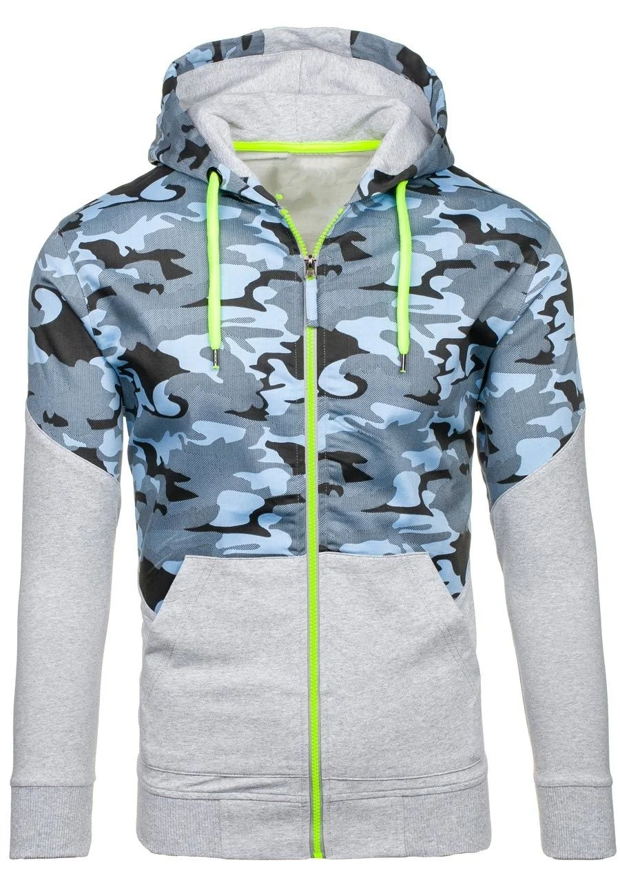 ZOGAA Hot 2019 Spring Camouflage Patchwork Hoodies Men Zipper Cardigan Sweatshirts Slim Fit Sportswear Men's Fashion Tracksuit