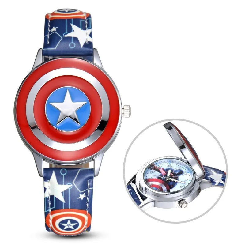 

2019 New Cartoon Captain America Kids Watches Fashion Kids Cute Rubber Leather Quartz Watch Boy Girl Christmas Presents for Kids